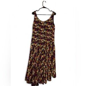 Jones NY Floral Sleeveless Ruched Drop Waist Midi Autumn Wedding Guest Dress 14